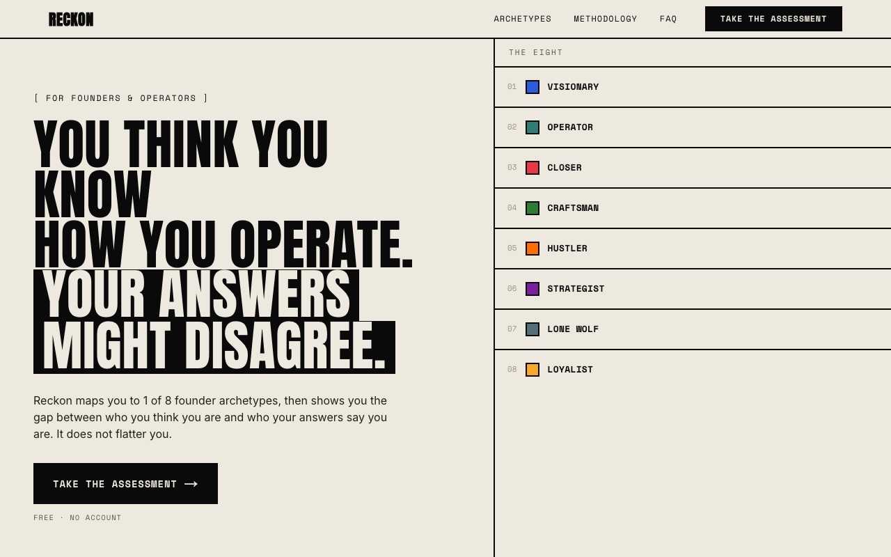 Reckon home page at reckon.report