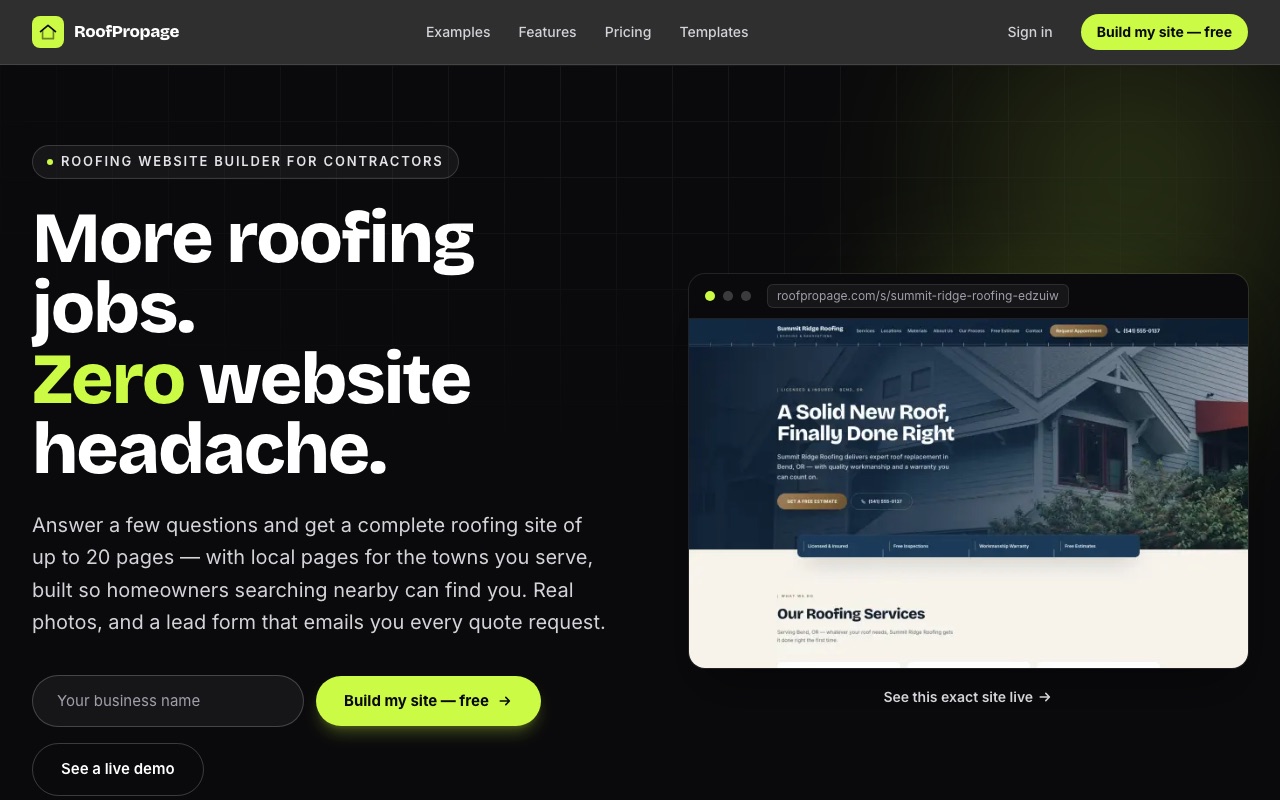 RoofPropage home page at roofpropage.com
